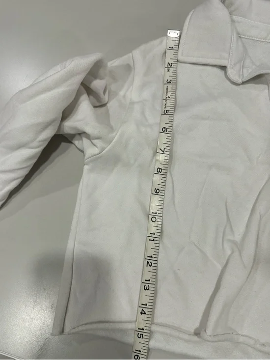 White Long Sleeve Polo with Orange Heart Patch - Picture 4 of 5